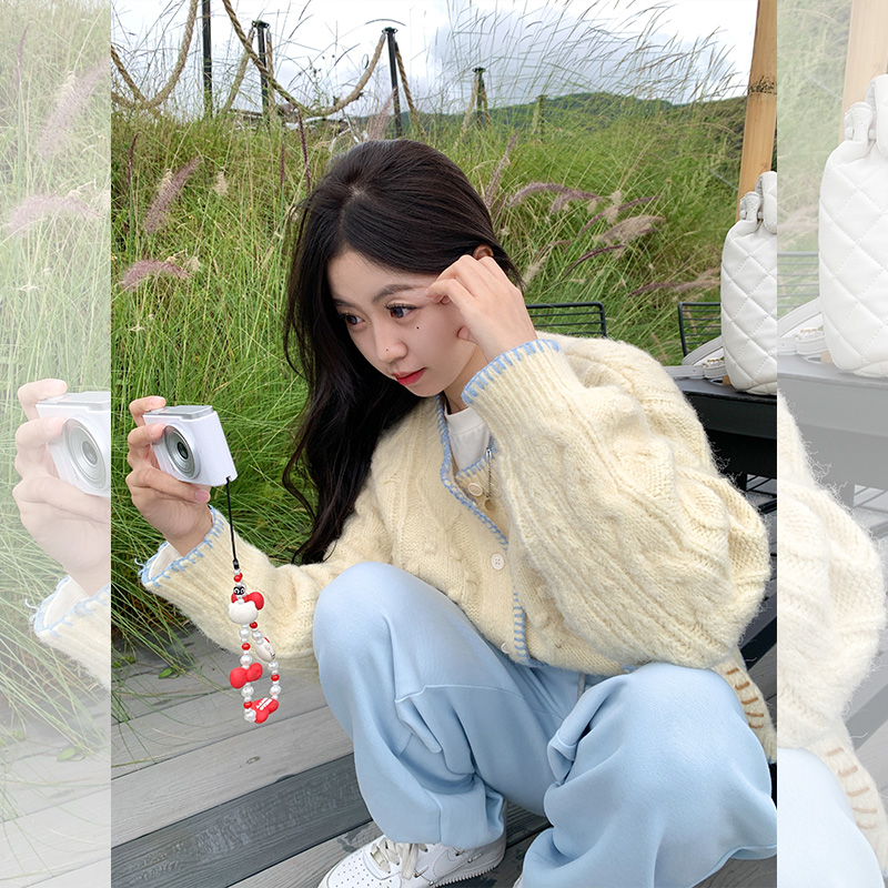 曾小咸 秋冬穿搭韩系米杏色毛衣外套Z244MP3633