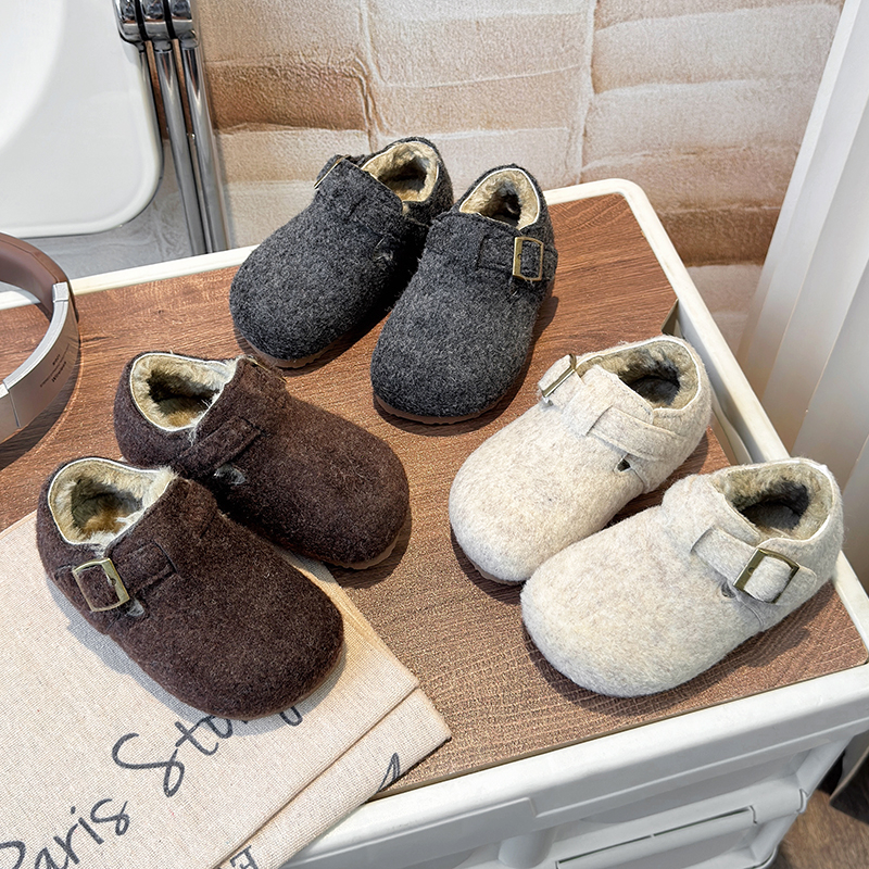 新款冬季儿童鞋子加绒加厚韩版勃肯鞋男童女童百搭软底轻便棉鞋