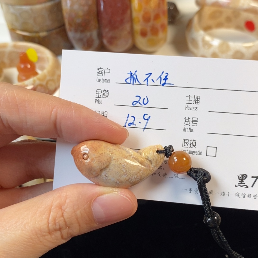 抓***手硅化珊瑚（珊瑚玉）未镶嵌颈饰