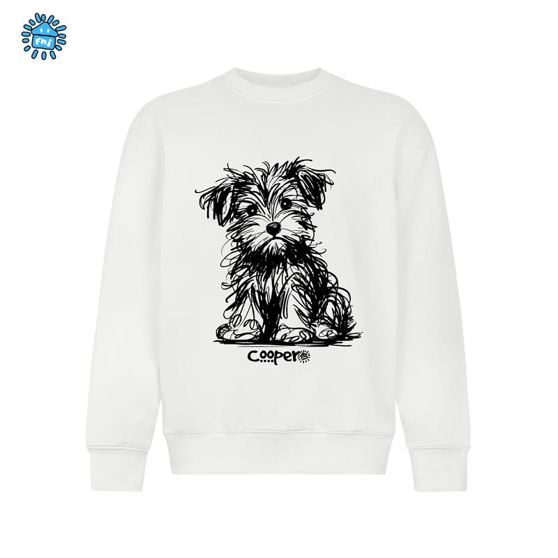FNIcooper（线条小狗）卡通趣味圆领卫衣男女款长袖秋冬加绒胶浆