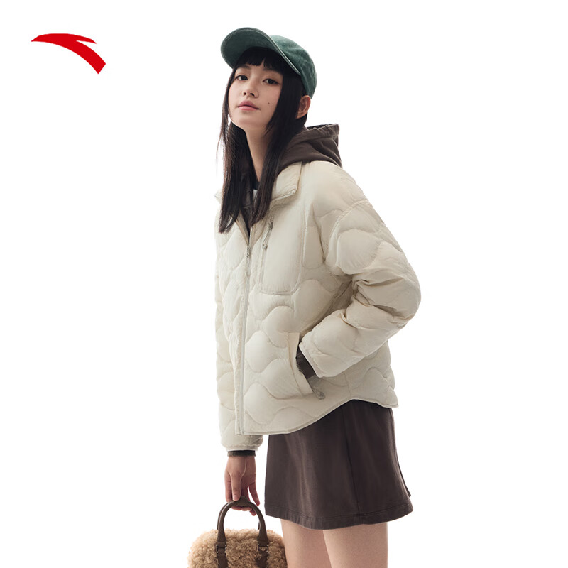 安踏女士羽绒服速暖羽绒服短款棉服女士2024冬季轻薄羽绒服外套女
