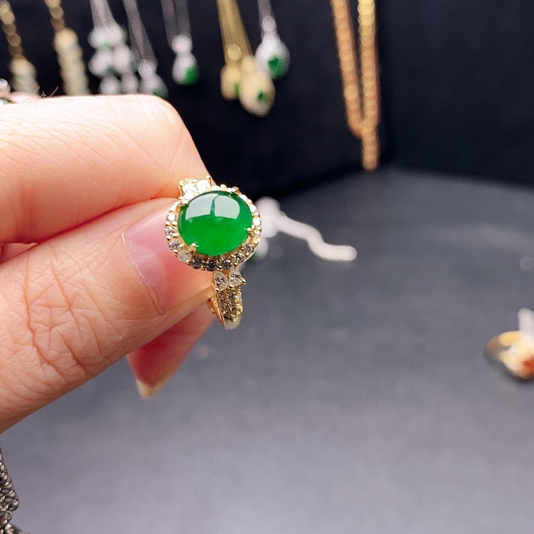 登***坊翡翠银S925镶嵌戒指