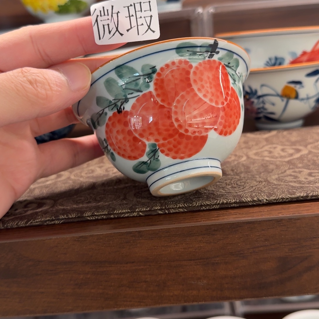 釉下手手绘茶具微瑕