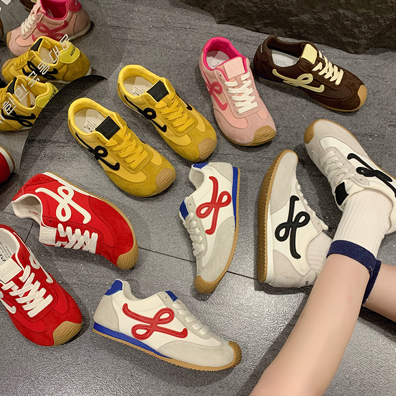 杨幂同款复古德训鞋女2025春款拼色百搭系带舒适休闲阿甘鞋板鞋女