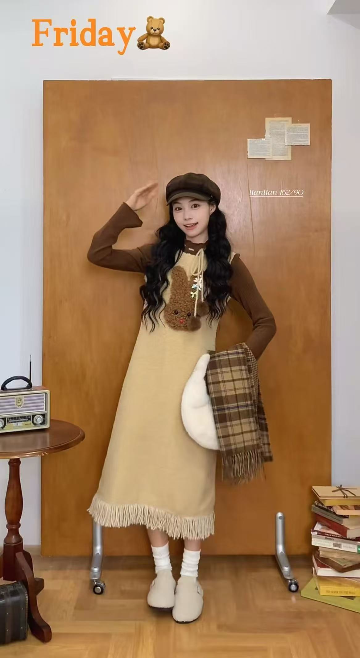 又又家  韩版可爱小兔叽减龄显瘦连衣裙