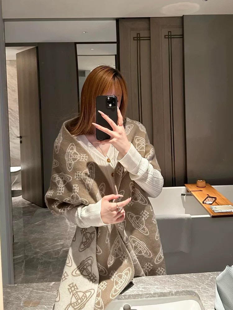 【251-300】男女通用厚款千鸟格围巾针织冬季外搭