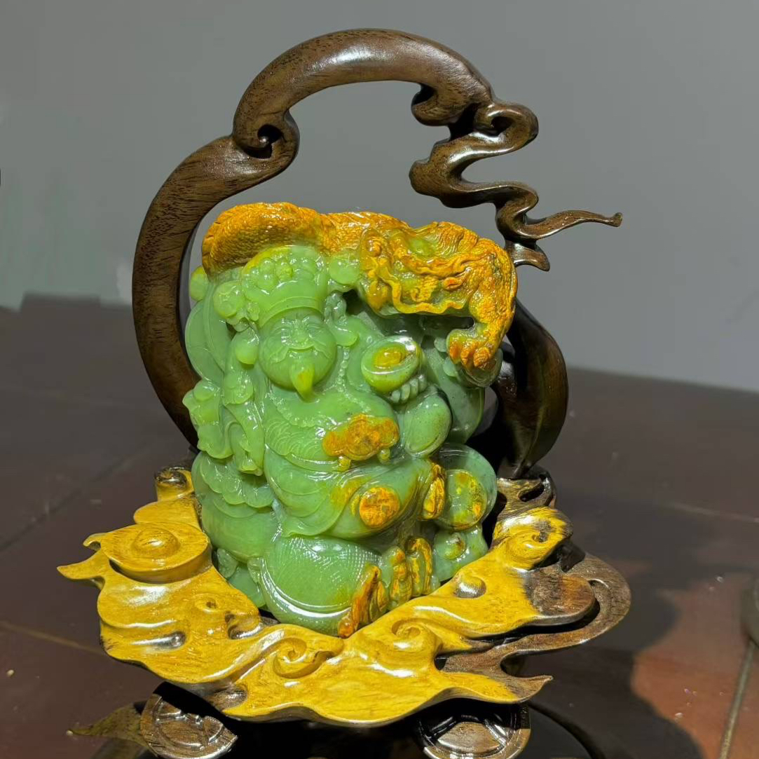 析木河磨玉《财神》摆件