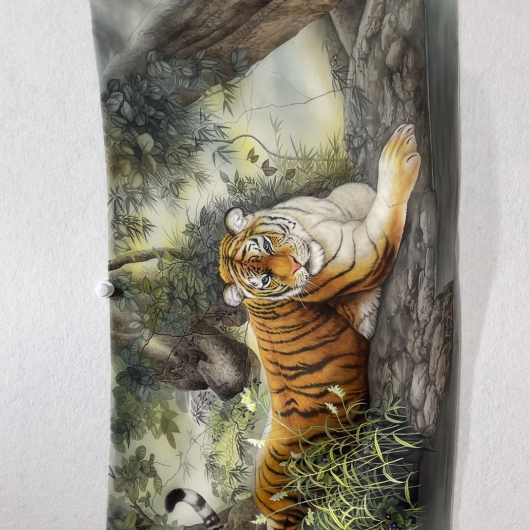 霞***农国画工笔老虎作品欣赏