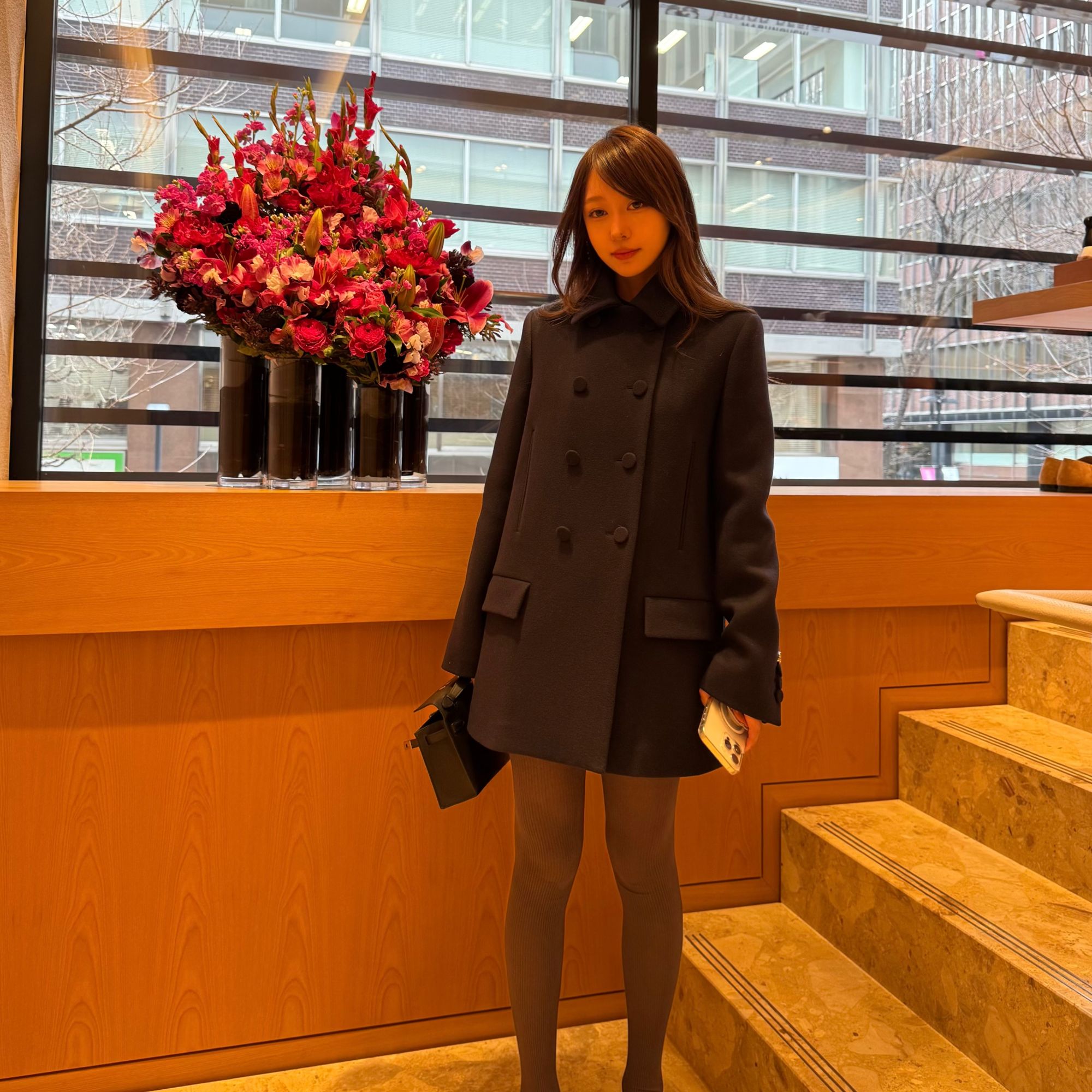 【SSerge】双排扣中长款翻领宽松双面羊毛大衣外套SG25AWT061