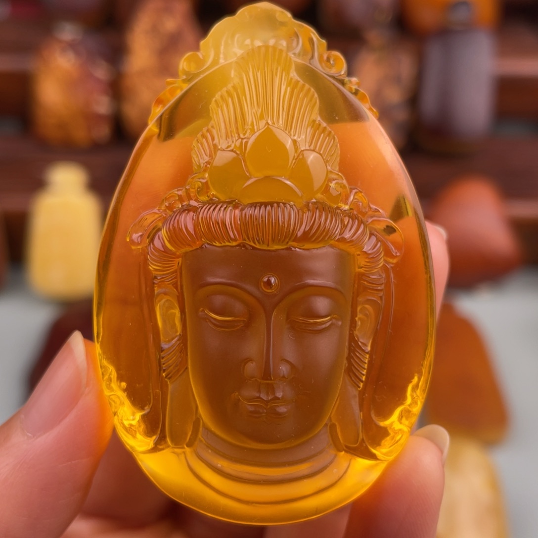 定制琥珀未镶嵌蜜蜡观音