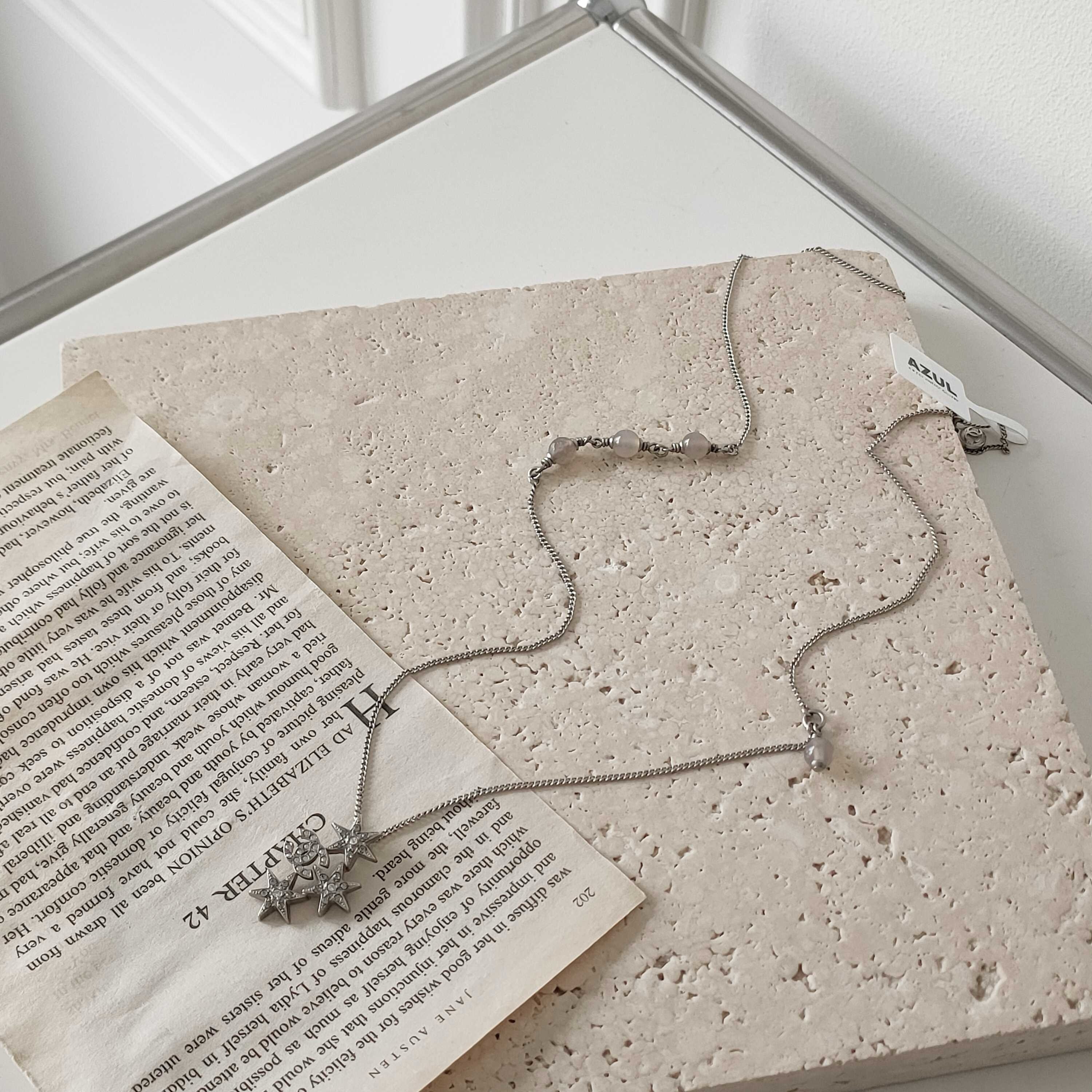 95新 Chanel/香奈儿 Azul-银色水钻星星双C珠珠项链39208