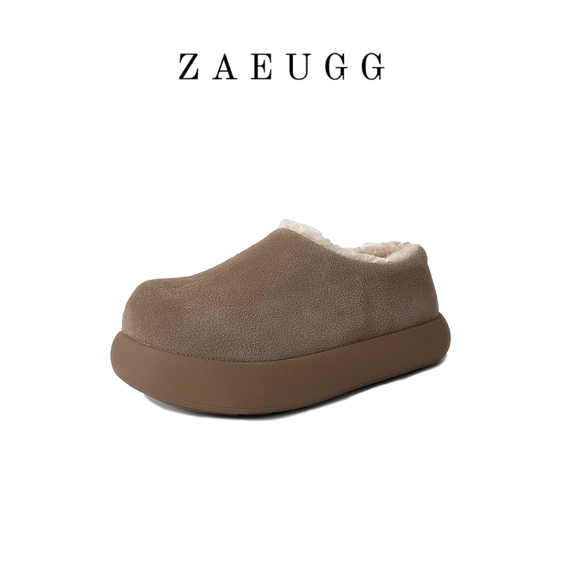 【防水系列】桑坡厚底小土豆跟高4.5CM全包一脚蹬纯牛皮真羊毛情侣