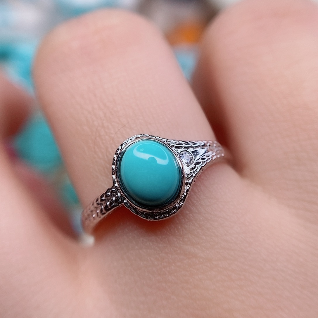 绿松石戒指银S925镶嵌