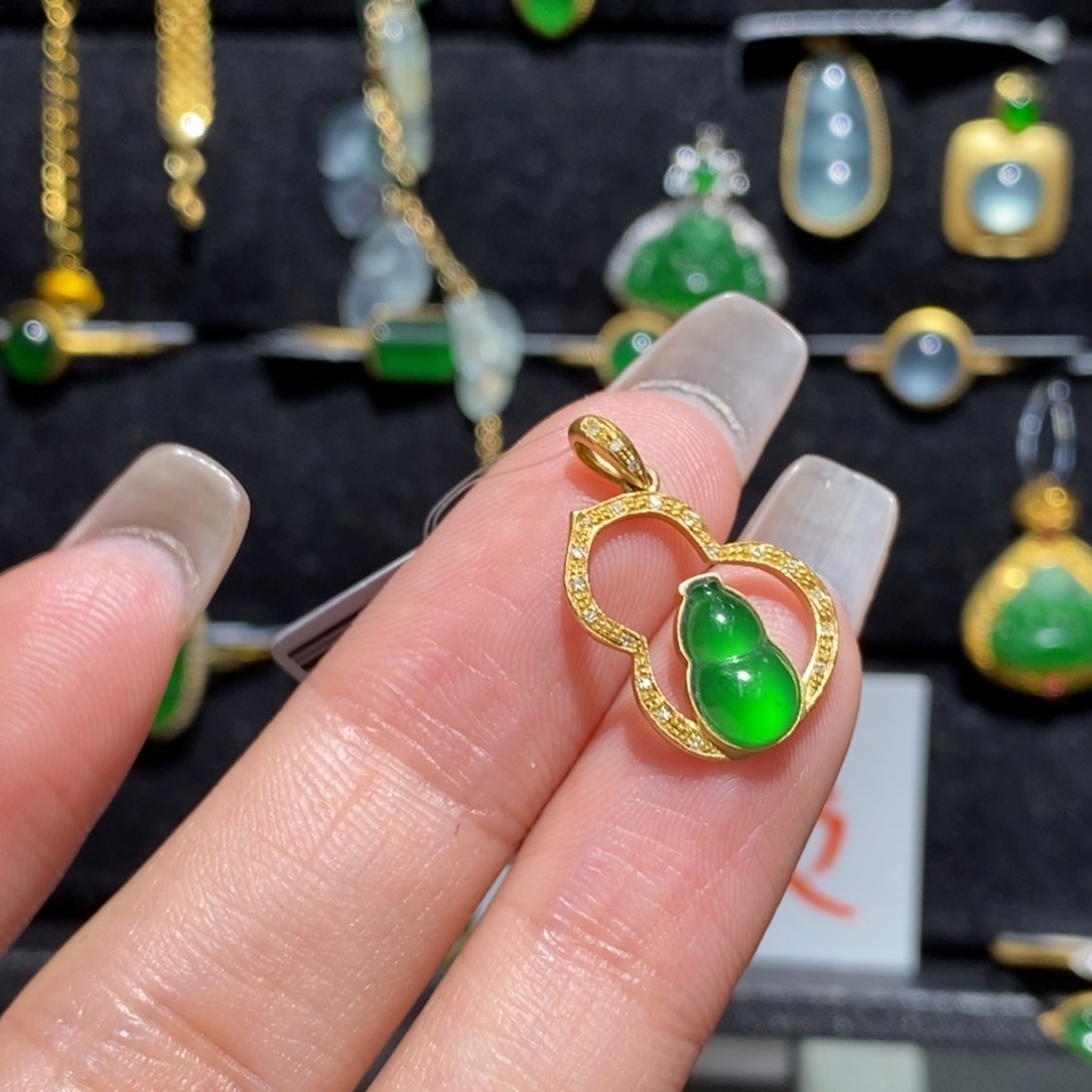 翡翠颈饰18K金镶嵌244677