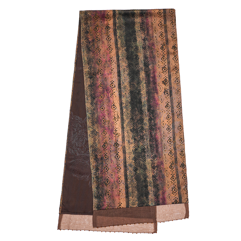 钉珠长巾【光之图腾】香云纱气质围巾真丝桑蚕丝时尚披肩夏季复古女