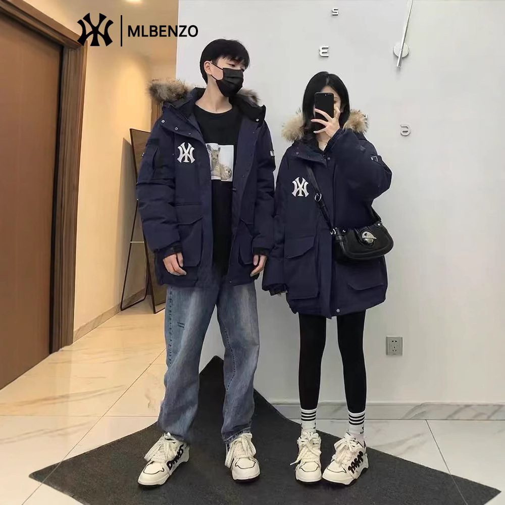 日光岛屿NY极寒羽绒服情侣大码工装加厚服中长款学生冬季女外套男