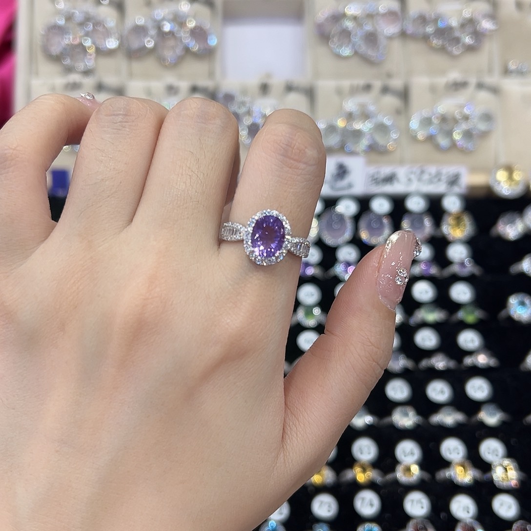 小***徐戒指紫晶银S925镶嵌