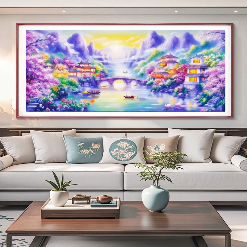 【针情针艺正品定制】江南紫韵十字绣梦里江南高端客厅沙发墙42色