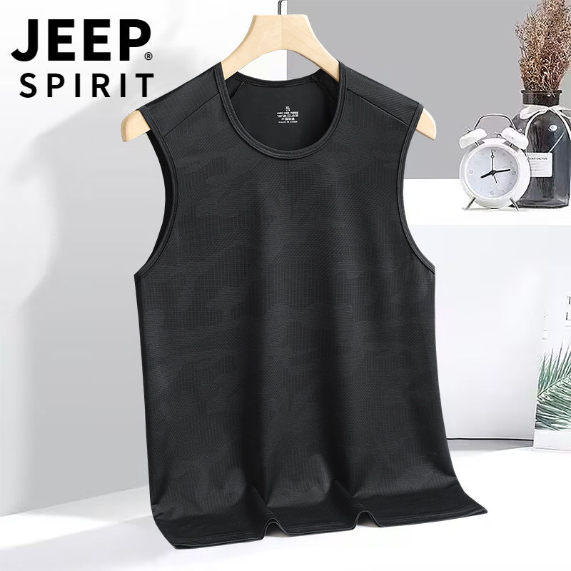 JEEP SPIRIT吉普夏季冰丝迷彩速干背心男2025新款透气运动汗衫男