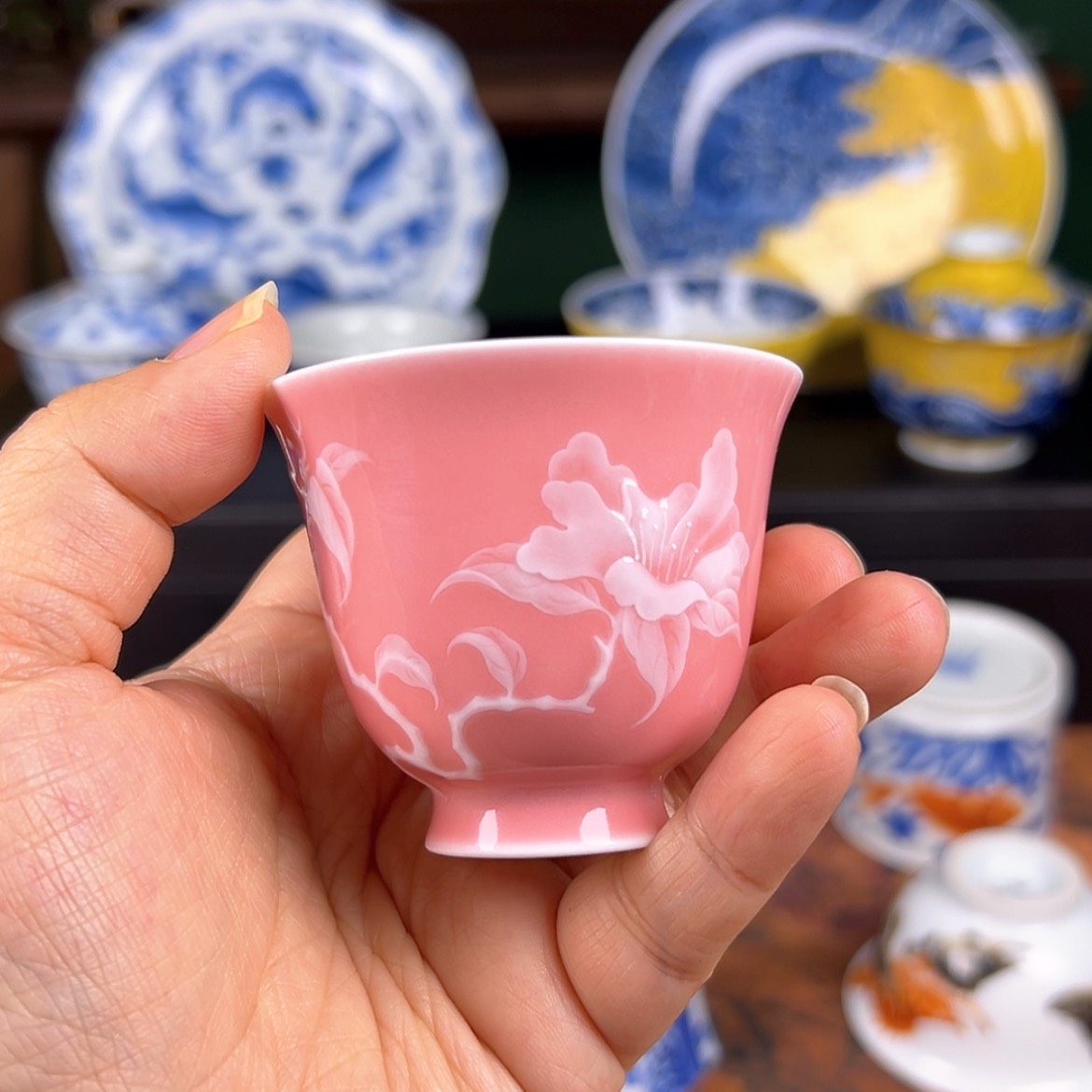 【闪购商品】杯初蓝舍-桃红茶花杯