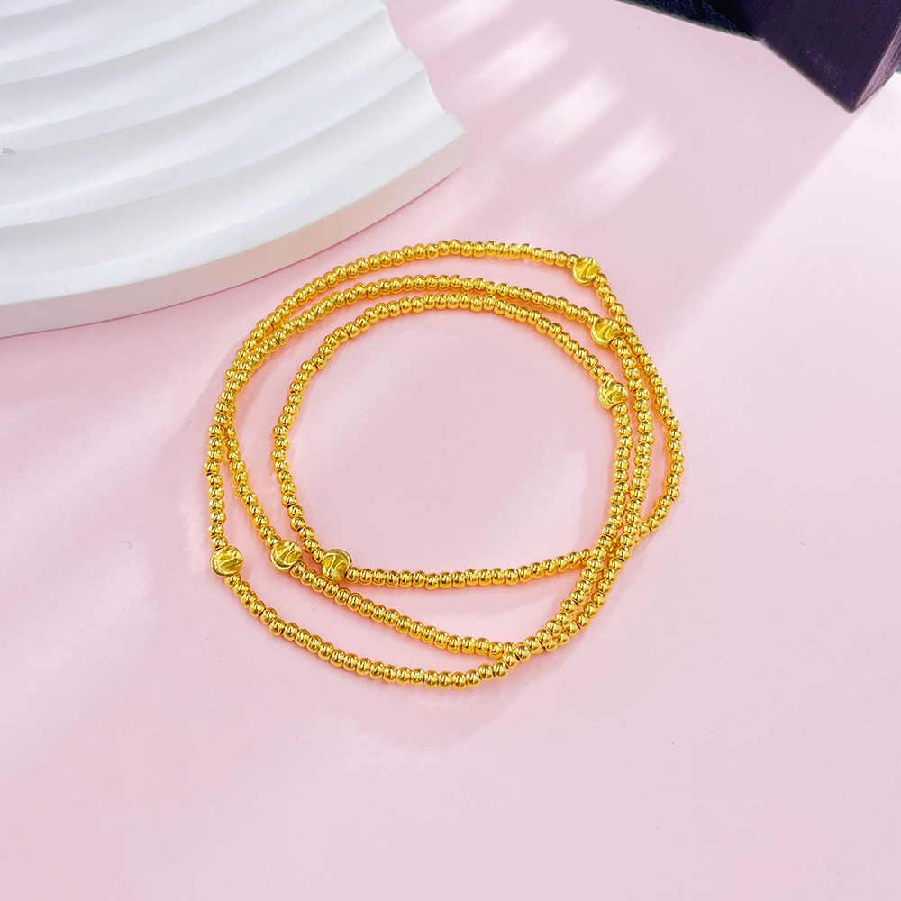 IBELOVE 足金999 小米珠三圈猫眼金珠手串/手链潮流百搭 