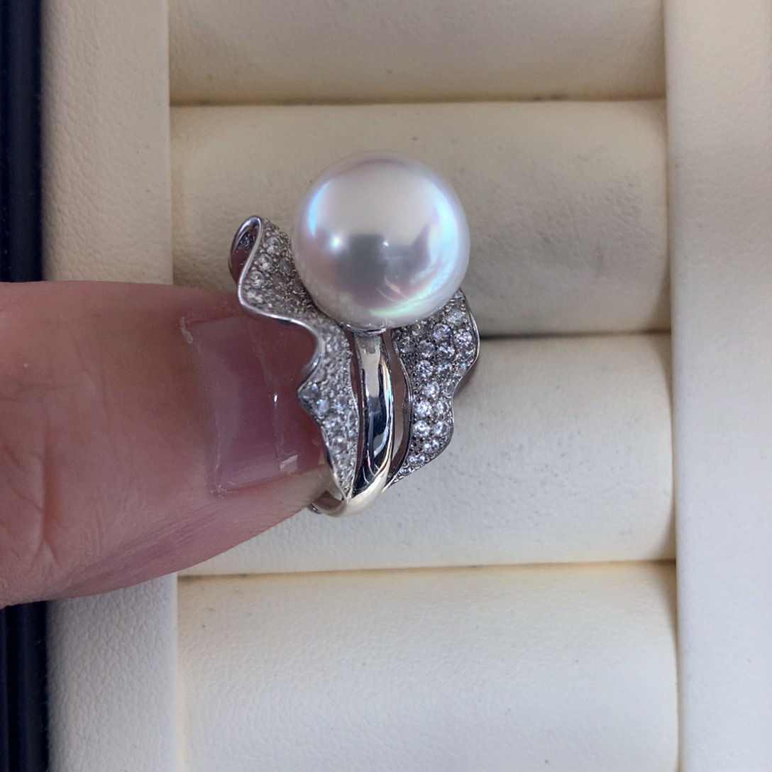 海水珍珠戒指银S925镶嵌