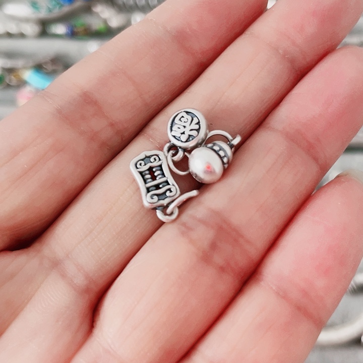 珐琅吊坠足银三件套