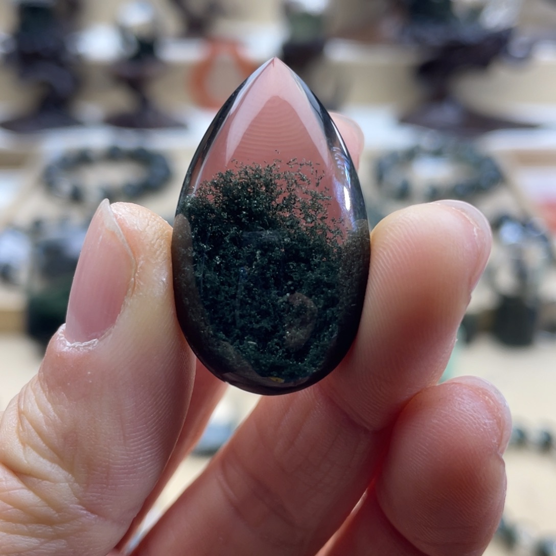 水晶颈饰未镶嵌绿幽灵聚宝盆水滴