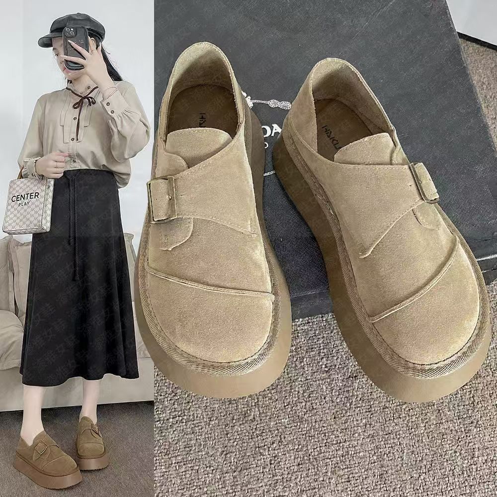 春季新款2025矮个子福音厚底勃肯鞋女乐福鞋百搭网红外穿单鞋