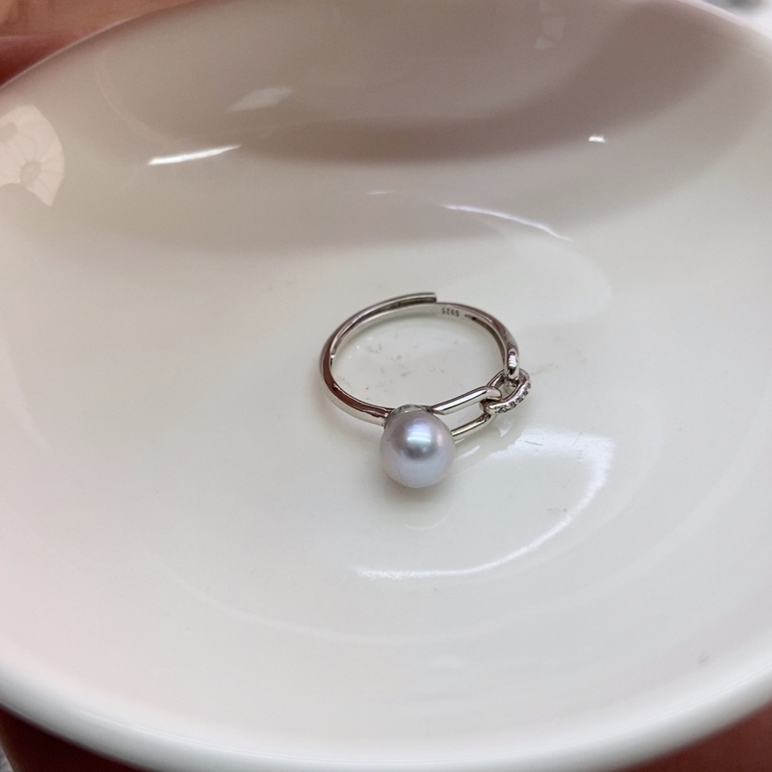 海水珍珠戒指银S925镶嵌