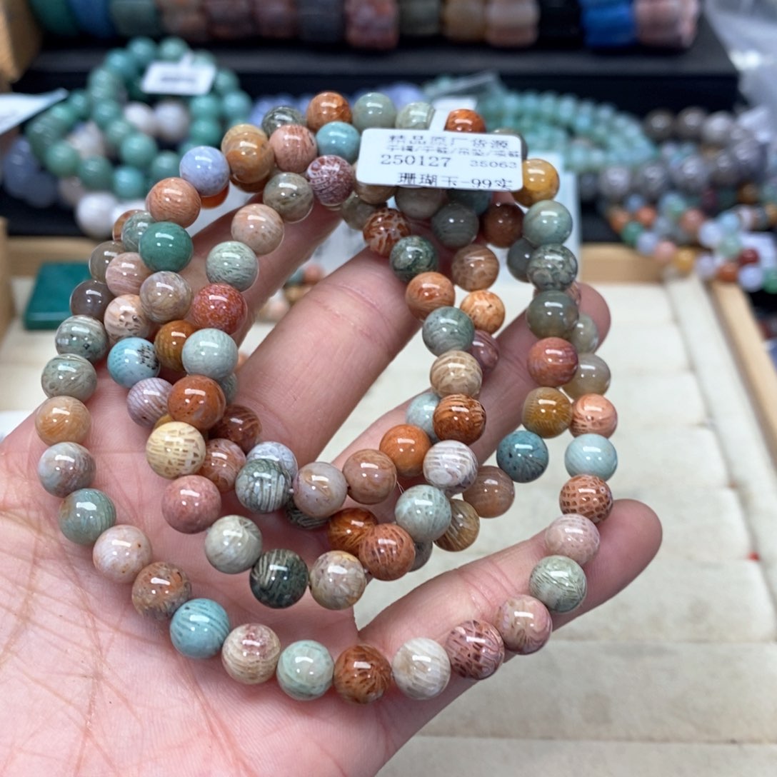 硅化珊瑚（珊瑚玉）手链未镶嵌051