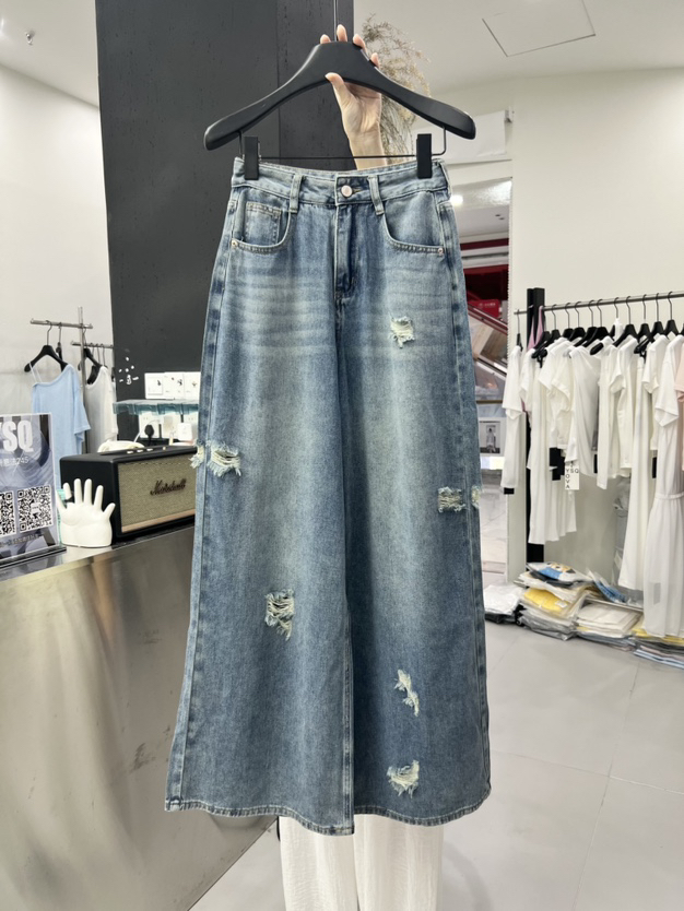 卡麦酱-YSQ 睡衣破洞磨损感牛仔裤 6042