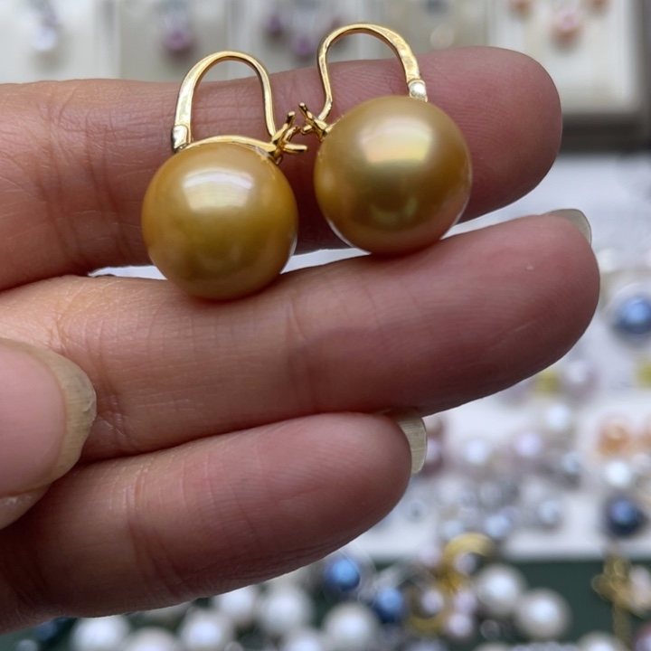 淡水珍珠耳饰银S925镶嵌随*走