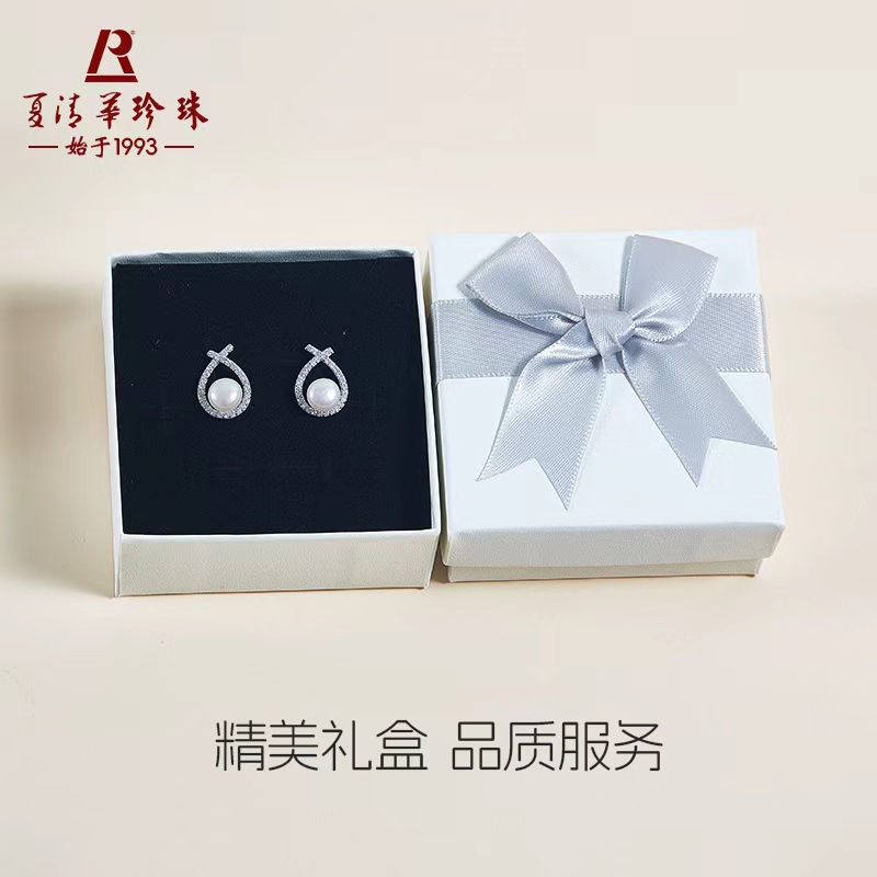 【夏清华】7.5-8mm小比心淡水珍珠耳钉气质时尚简约00300-3