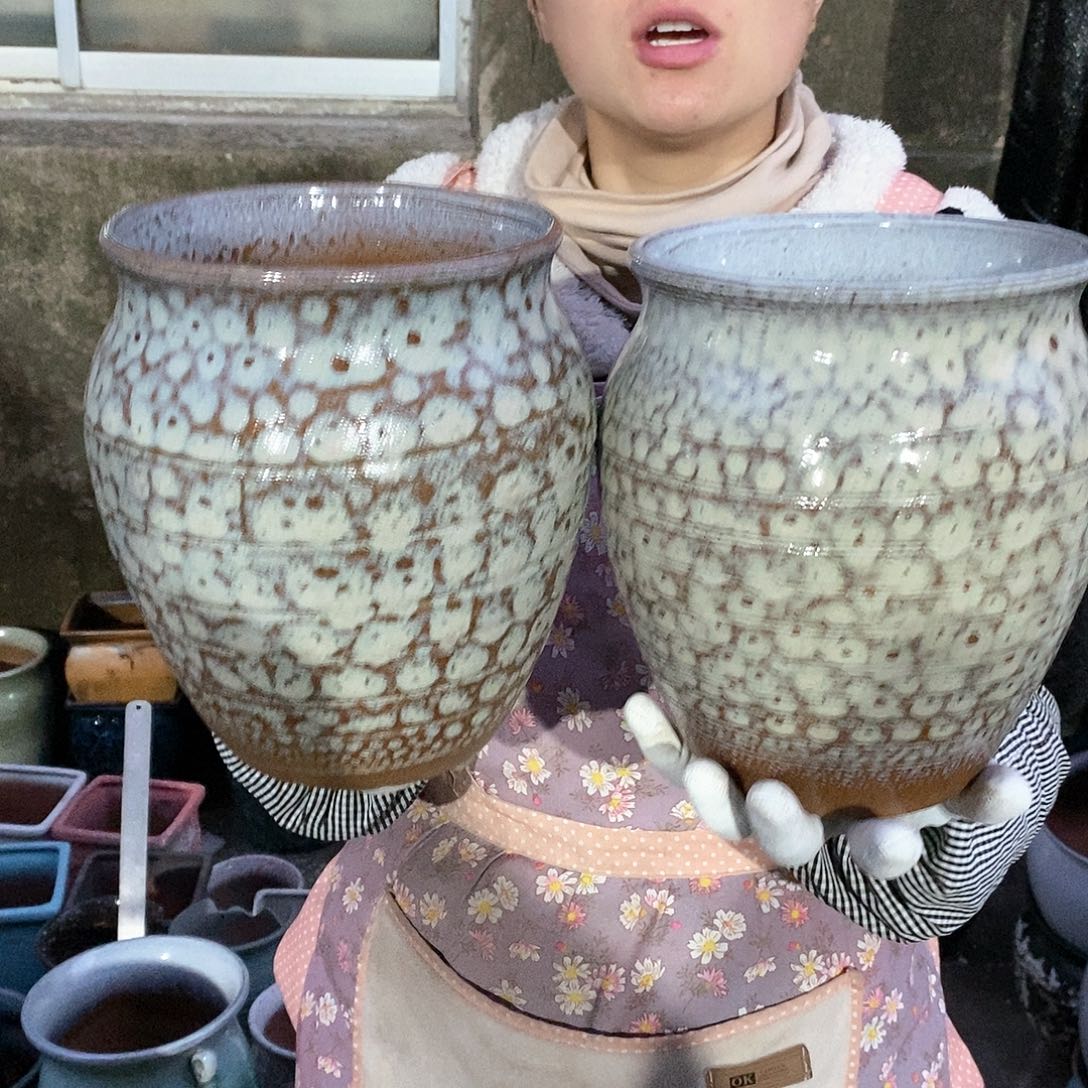 紫砂花盆瑕疵口17高21