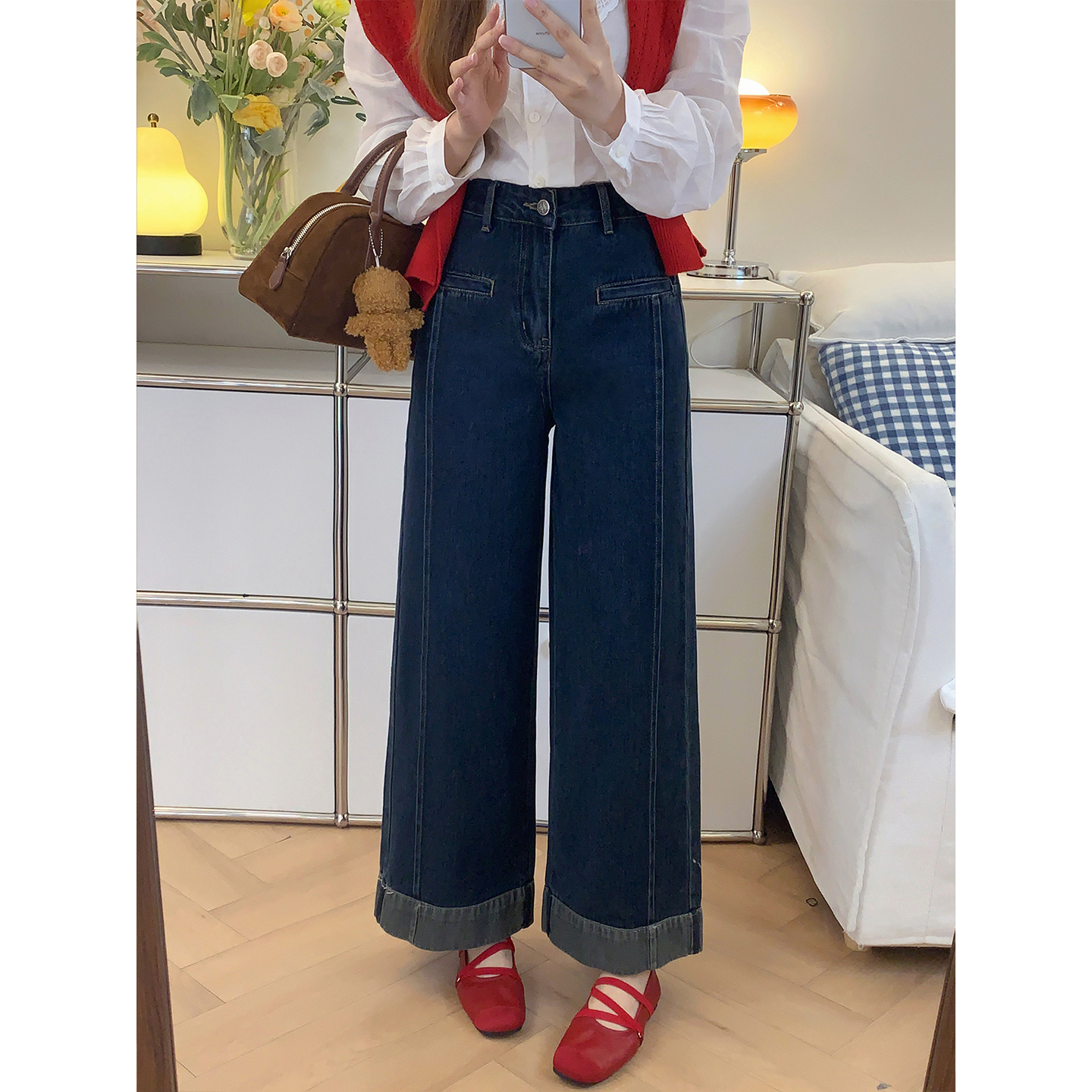 牛仔裤女2025秋季新款小个子裤子胖mm显瘦大码高腰弹力宽松阔腿裤