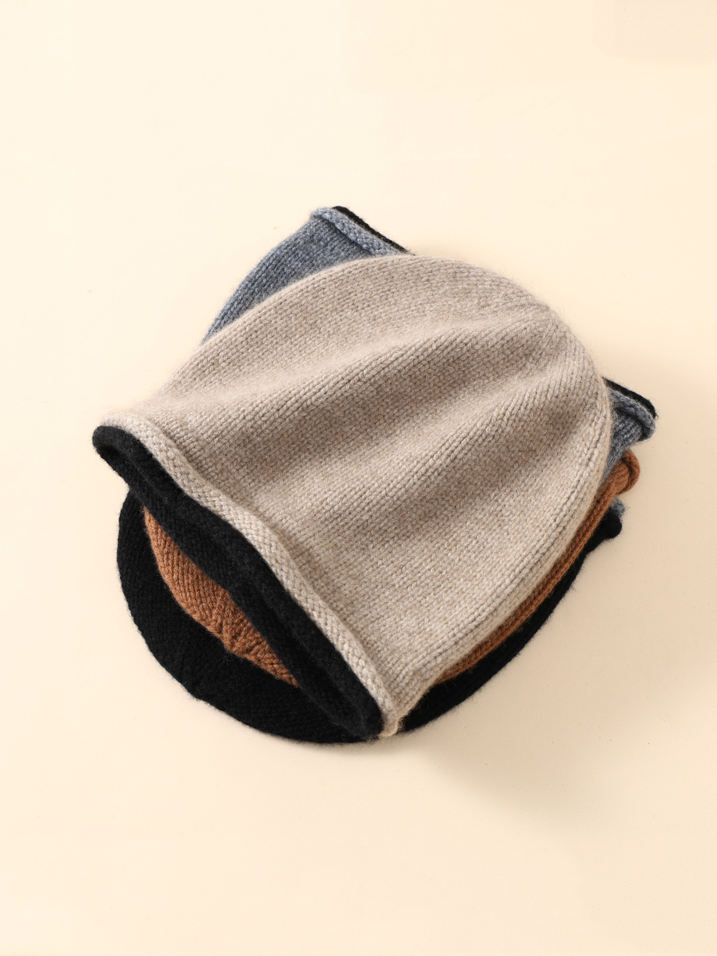 纯羊绒卷边加厚冷帽大头围显脸小男女同款百搭保暖包头秋冬季户外