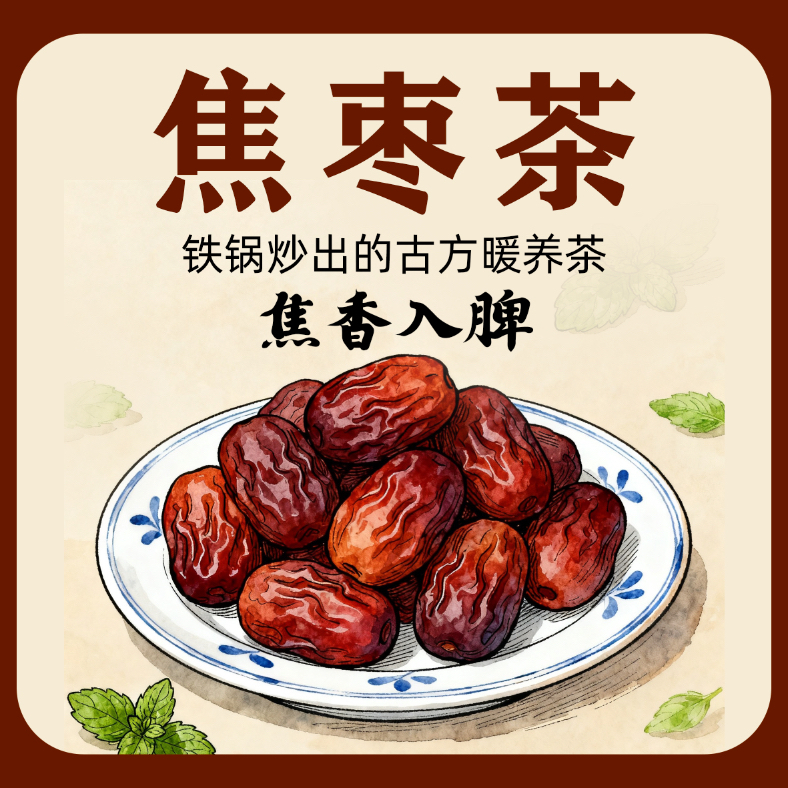 铁锅炒大枣焦枣茶