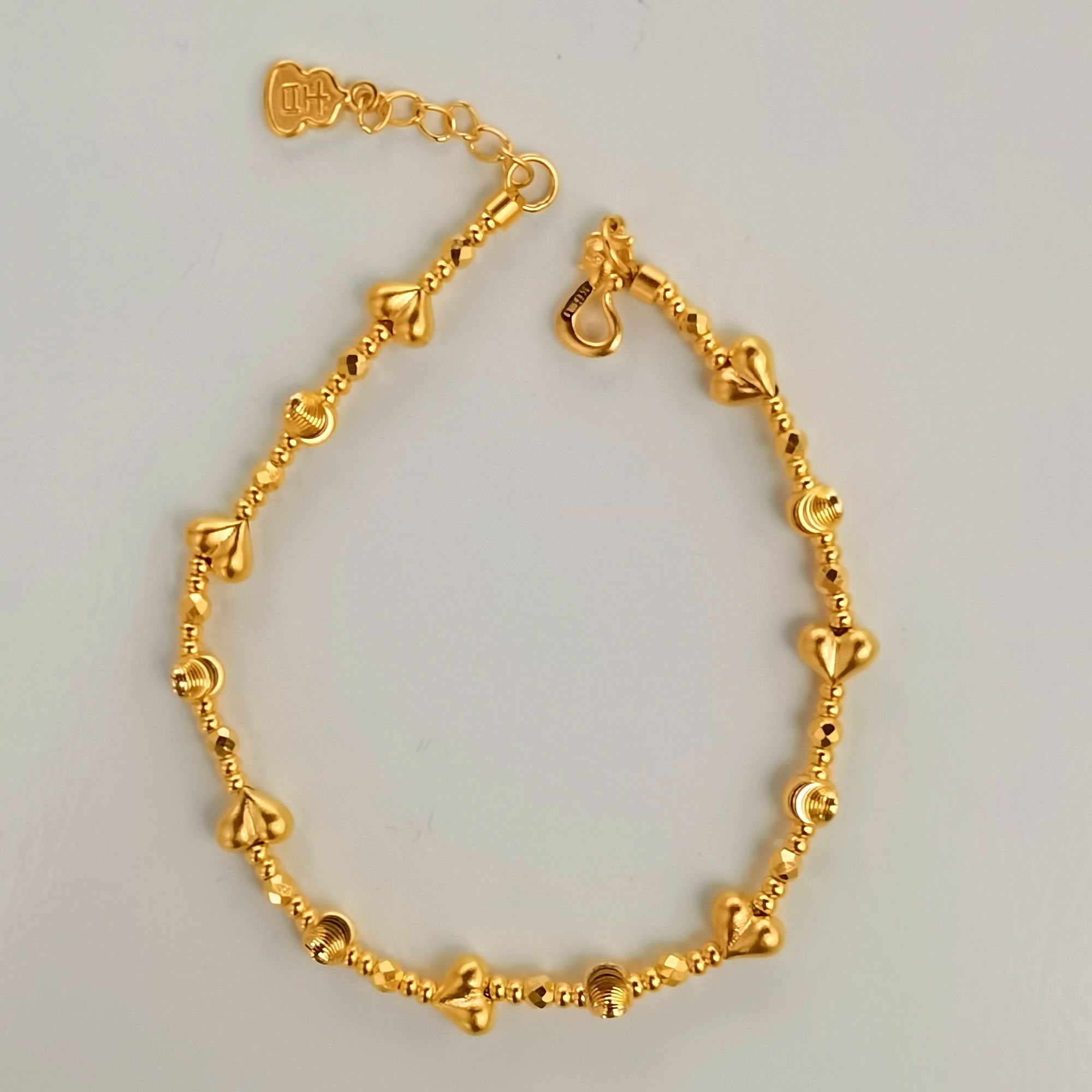 【优豪】足金屁桃猫眼手链轻奢黄金链子精致黄金手链