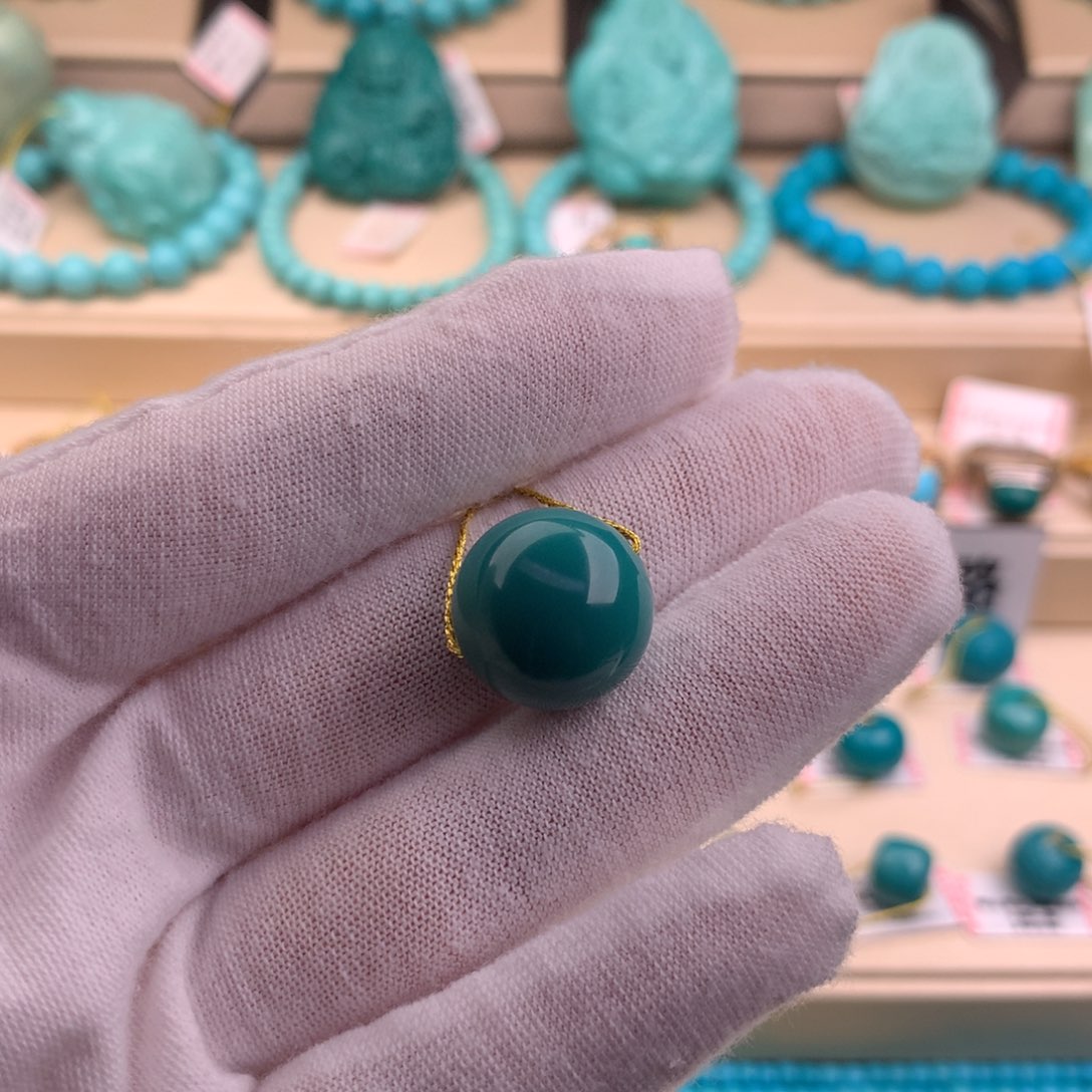 绿松石珠宝奇石未镶嵌15.8mm
