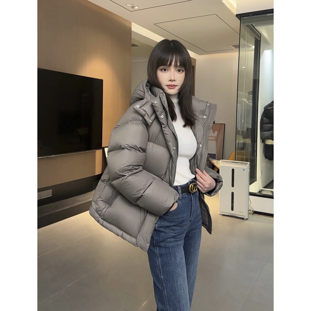 【YIFAN限定版】冬季加厚90白鹅绒情侣装连帽羽绒服女短款24S1701