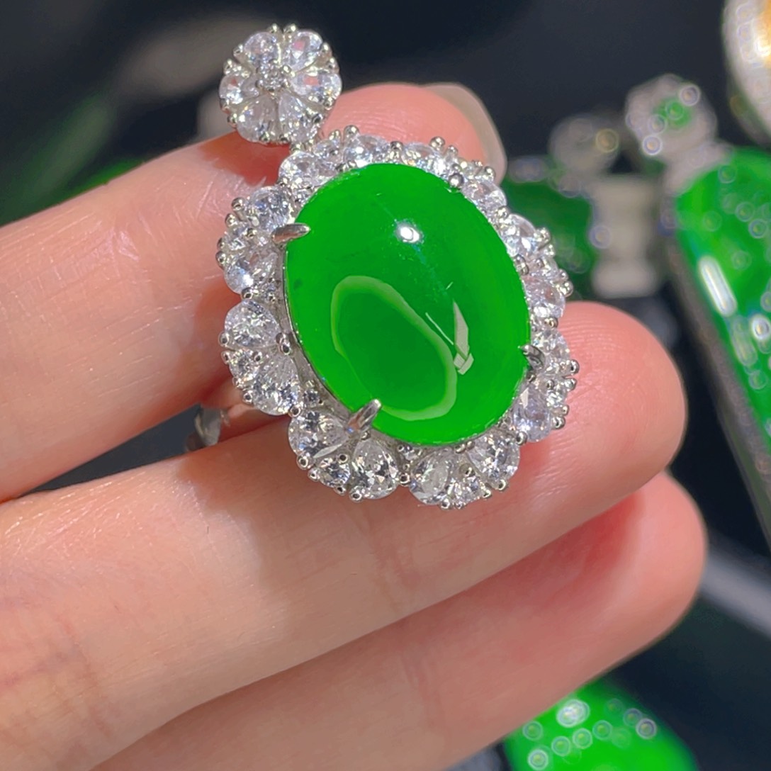 翡翠吊坠(不含链)银S925镶嵌