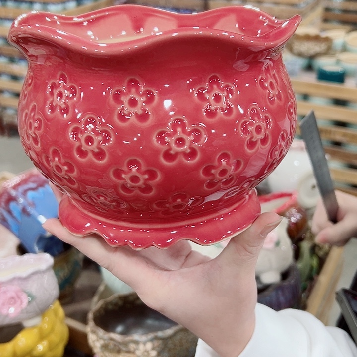 有孔.凑满10元发货多肉陶瓷花盆！