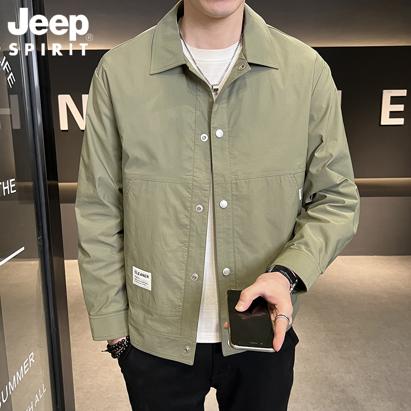 JEEP吉普男士春秋外套2025新款韩版时尚潮流工装休闲夹克简约上衣