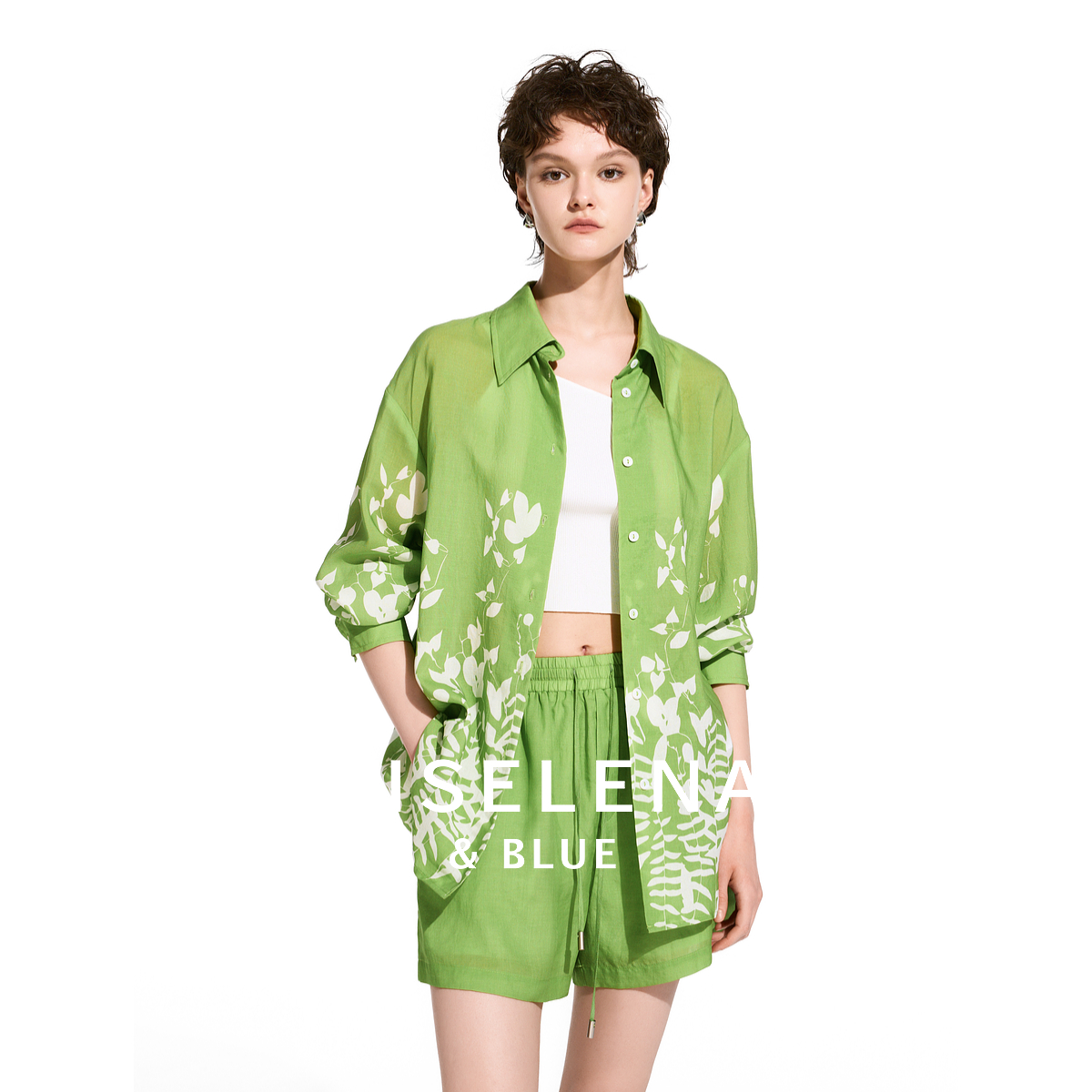 法式印花时尚套装女2025夏季新款设计感宽松衬衫短裤两件套短款