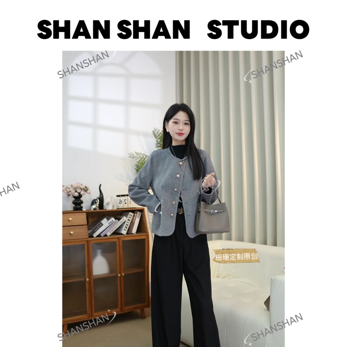 【Friay&SS】“小众高奢女神”双面羊毛气质轻奢小香风短外套Z926