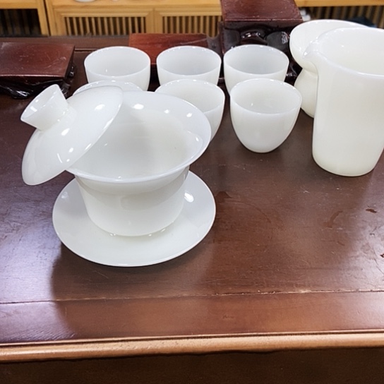 璞玉马蹄盖碗套组9头