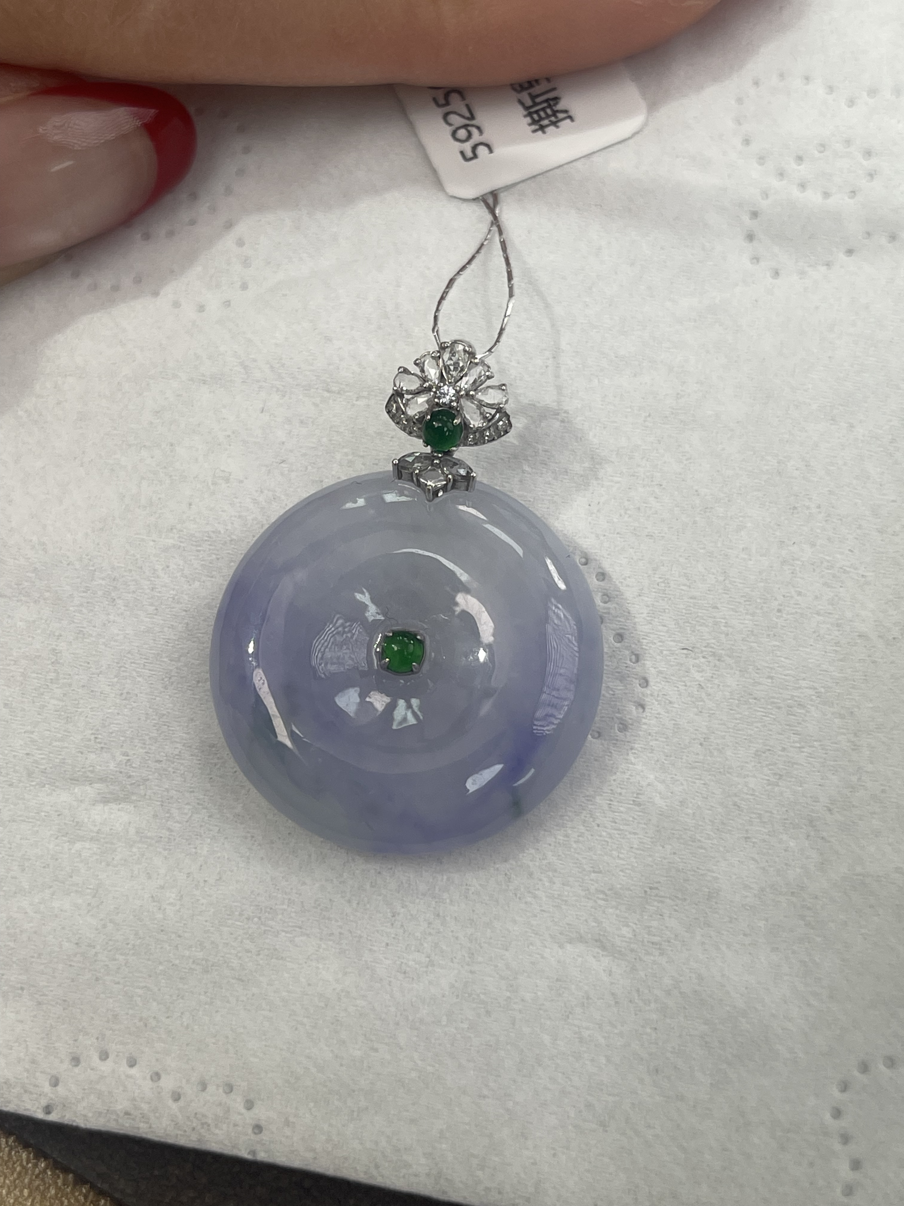 天然缅甸a货翡翠18k金扣头紫平安扣