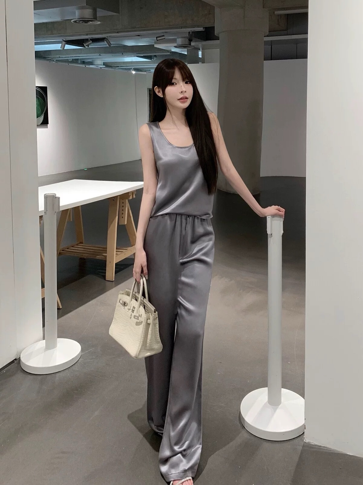 【妃妃主推】（长裤）南油高货醋酸直筒裤。橡筋腰包容性强