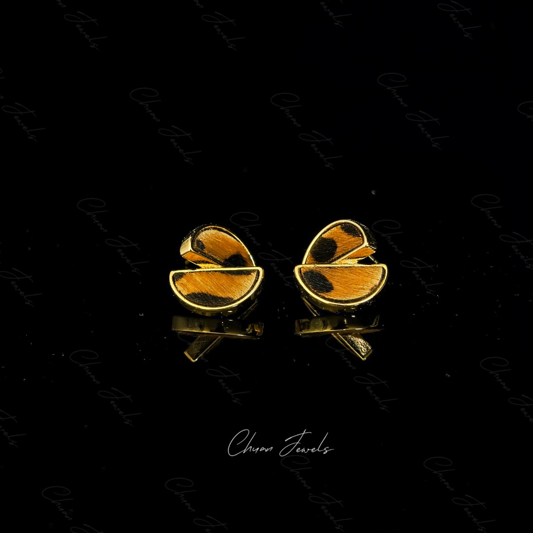 合金耳饰 豹纹拼色耳钉